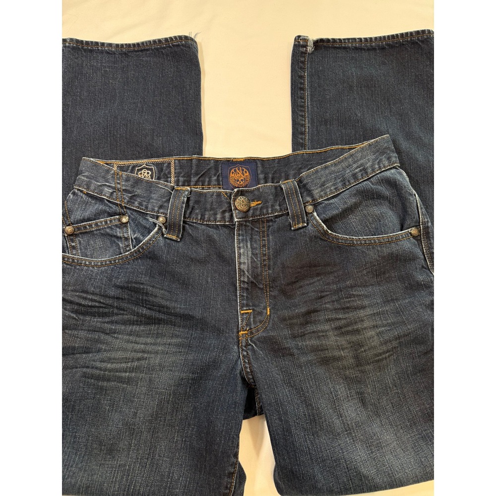 Rock & Republic Men's Dark Wash Jeans 34x30 - Distressed/Stained